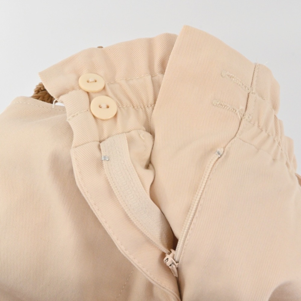 Zara Belted Tapered Pants Womens Size XL Beige Cotton Boho Hippie Paperbag Waist - Picture 8 of 10